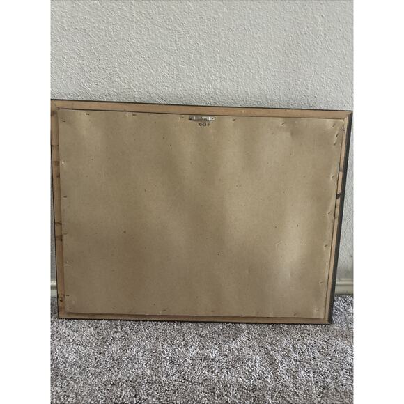 Vintage Needle Point Ocean Sunset Fisherman Scene Framed Wall Decor - Picture 5 of 10